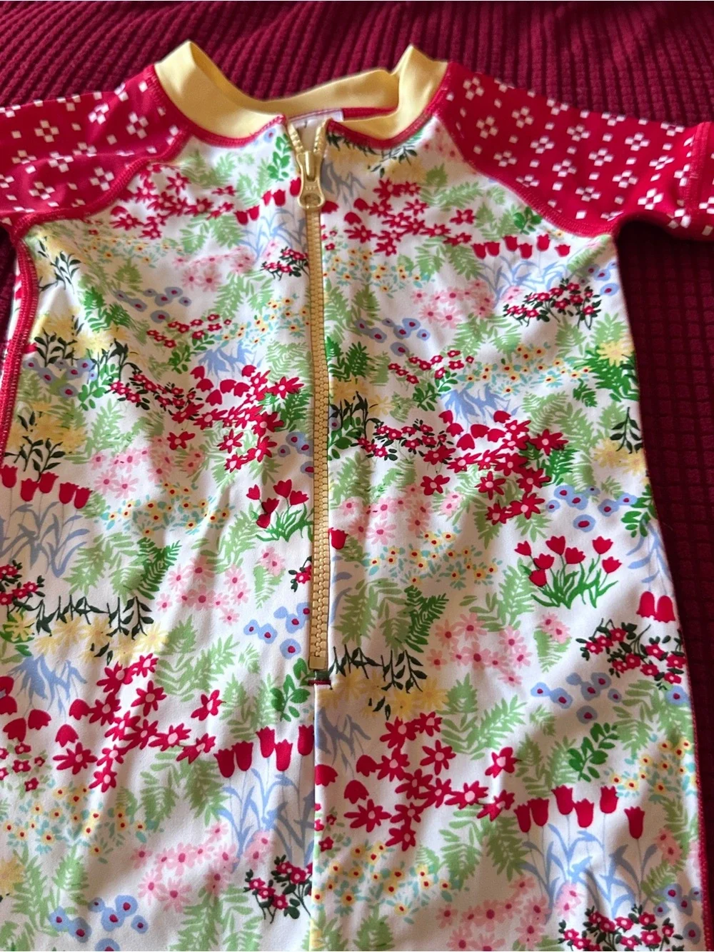 Hanna Andersson floral swim romper, vguc size 60